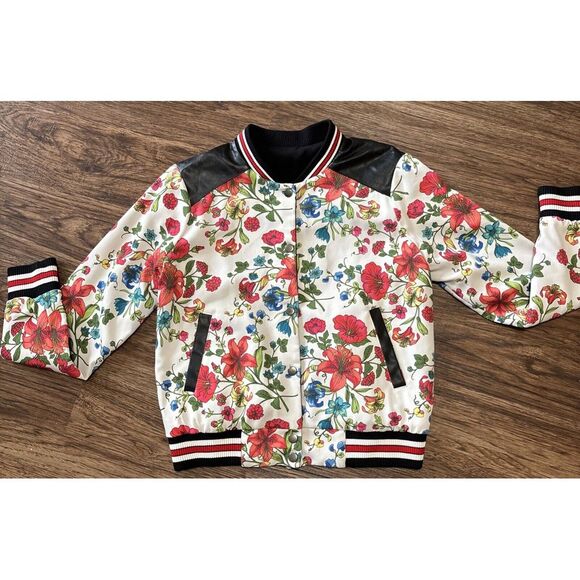 Jackets & Blazers - Olivia Culpo x Le Tote Collab Reversible‎ Floral Black Bomber Jacket Size XS